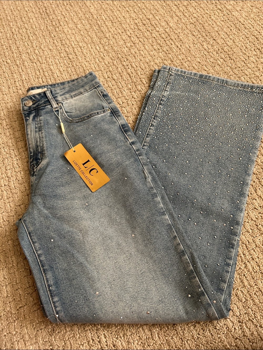 Lizette Collection Rhinestone Jeans Fitted size S/M NWT